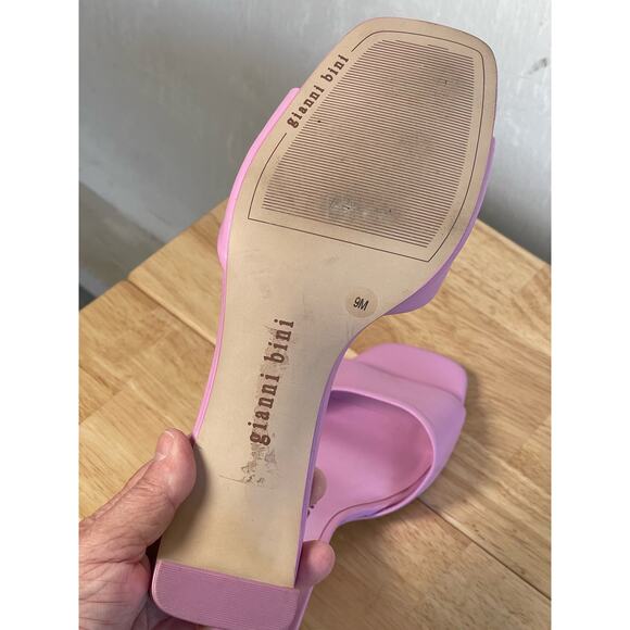 Gianni Bini Pink Leather Block Heel Mules Slides Women's Size 9 - Picture 7 of 9